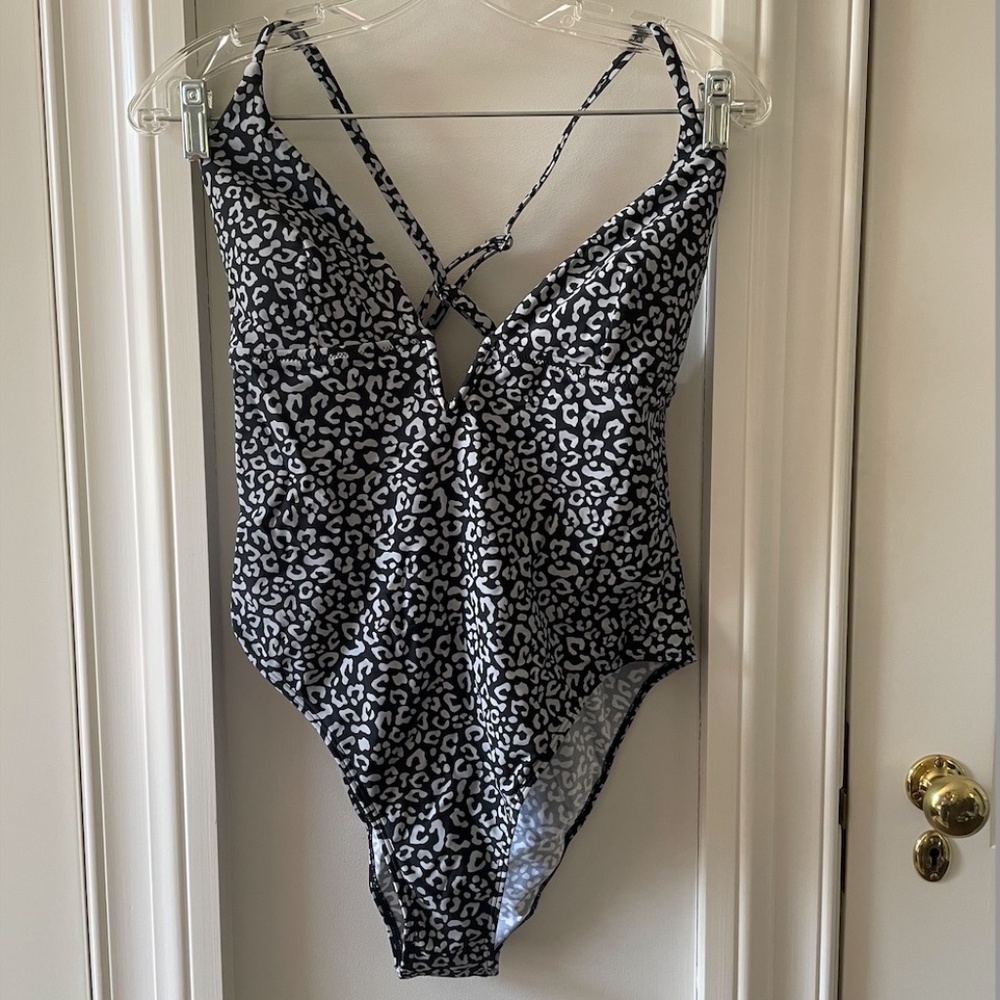 Mini Leopard Deep Plunge Cheeky One Piece Swimsuit